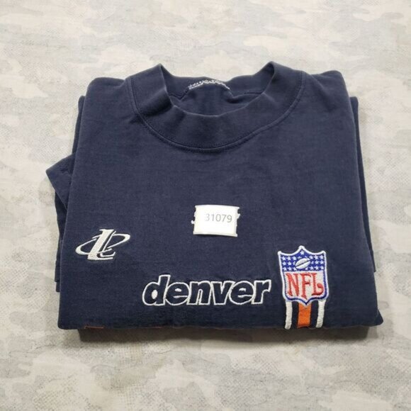Vintage Denver Broncos Shirt Mens Large Blue Embroidered FL Football Logo Athlet - Picture 11 of 11